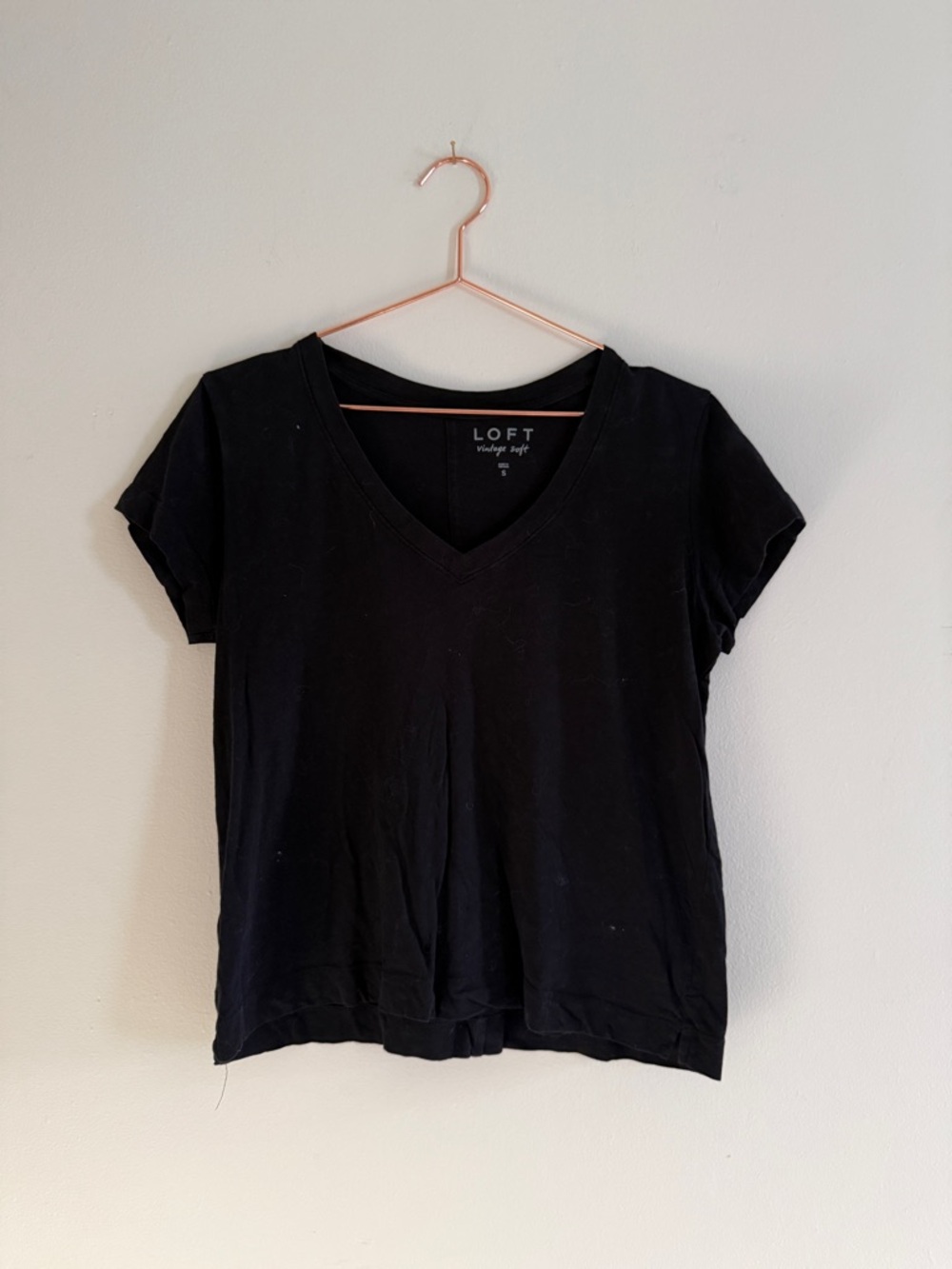 LOFT Black V-Neck Short Sleeve Tee